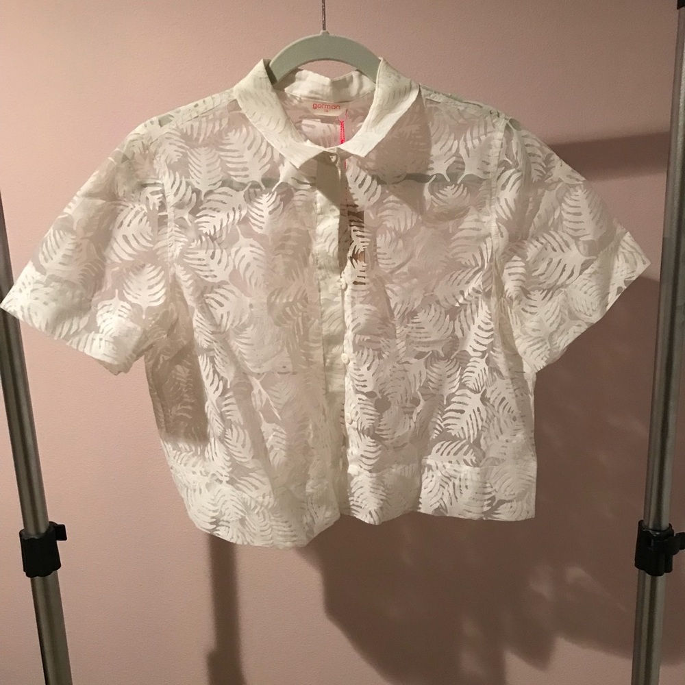Gorman White Tropical Sheer Short-Sleeve Button-Up